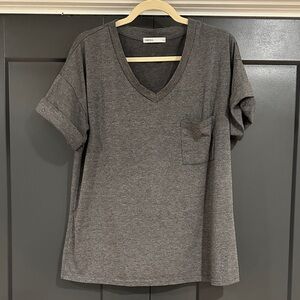 Gray V-Neck Short Sleeve Tee